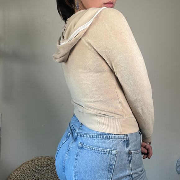 Vintage Y2K Guess Jeans Beige Zip-up Track Suit Jacket Sz S/P - Picture 7 of 8